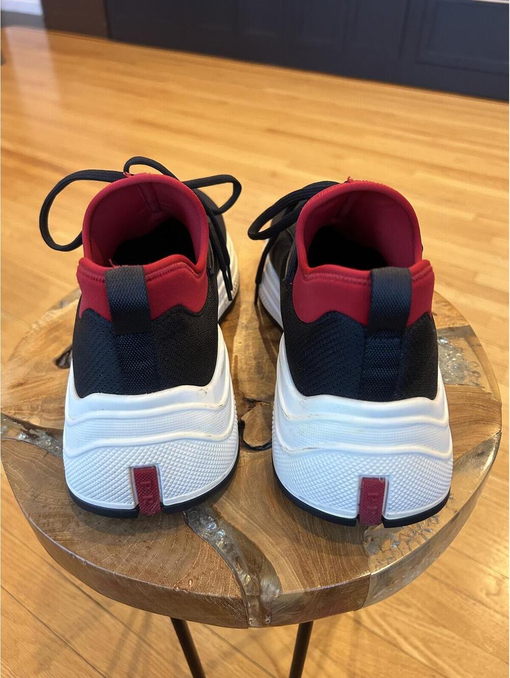 Prada Black and Red Athletic Sneakers with White Sole - Picture 3 of 9